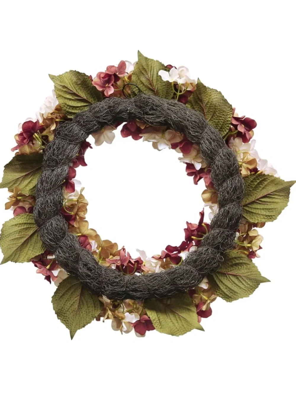 Texas House Hydrangea Wreath, Cream and Brown, 24